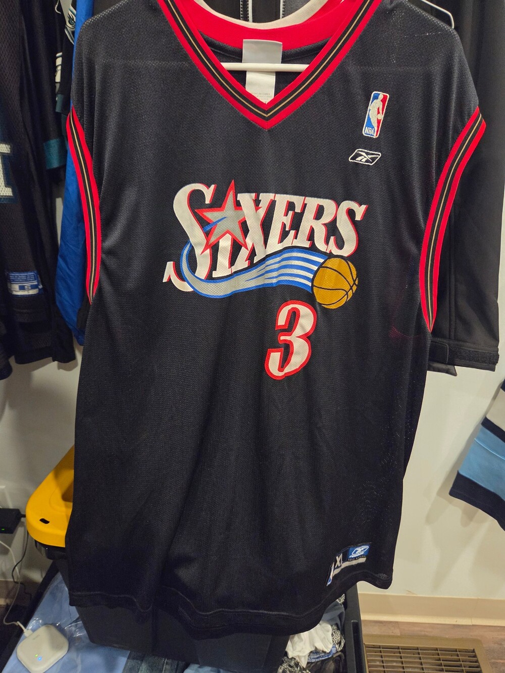 Reebok Allen Iverson Jersey XL Black Polyester Mesh Philadelphia 76ers